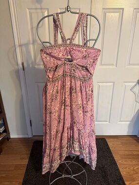 Pink Floral Maxi Dress with Strappy Back